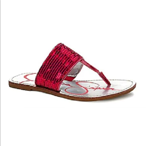 Jessica Simpson Other - Jessica Simpson Millie pink sequin thong sandals